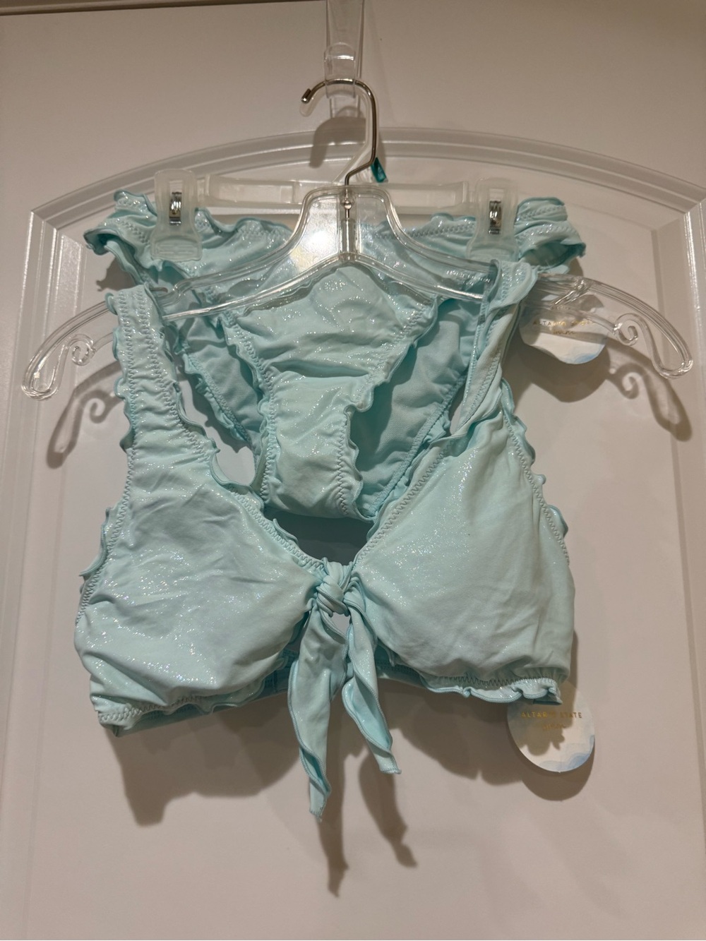 Altar'd State Light Aqua Tie-Front Bikini Top and Bottom Set